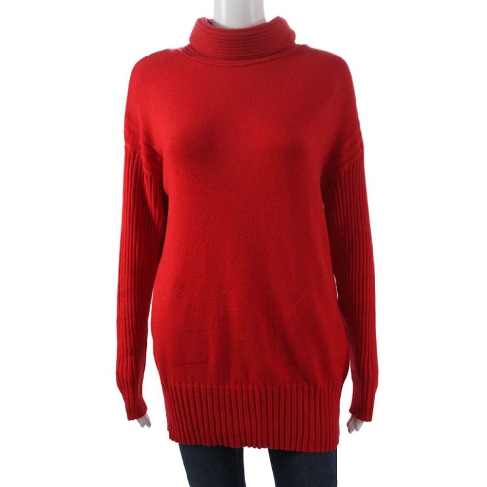Renuar Womens Red Cowl Neck Pullover Sweater 50% Viscose Long Sleeve Size 2XL
